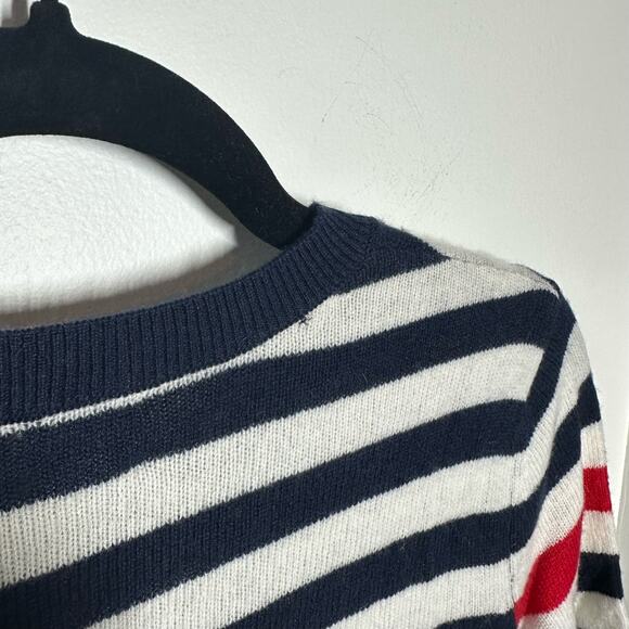 NEW Velvet Graham Spencer Blue White Striped Wool Cashmere Sweater Size Medium - Picture 10 of 10